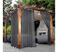 Bonzer Rideaux Transparents d'extérieur imperméables pour terrasse - 2 Panneaux de Rideaux d'intérieur à œillets pour Salon, Chambre, Porche, pergola, cabane, 137,2 x 213,4 cm, Gris