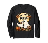 Boo Boo-p Ghost Dog Halloween Dog Lover Pet Mom Dad Spooky Manche Longue