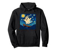 Boo Halloween Ghost Riding Skateboard Van Gogh Nuit étoilée Sweat à Capuche