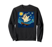 Boo Halloween Ghost Riding Skateboard Van Gogh Nuit étoilée Sweatshirt