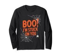 Boo I'm Stuck on You Spider Webs Halloween Manche Longue
