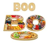 Boo Planche à charcuterie | Plateau à fromage Boo - Plateau de service en bois - Décoration d'intérieur pour table de vacances, bureau, cheminée, ferme, bonbons, collations, fruits, cupcakes