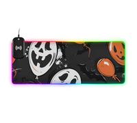 Boo Tapis de souris lumineux avec motif chauve-souris pour Halloween Motif chauve-souris 90 x 40 cm Grand tapis de souris gaming