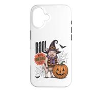 Boo Whos Oinking There Funny Halloween Witch Pig Coque pour iPhone 16