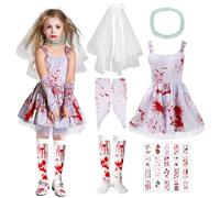 Booaee Costume De MariéE Zombie Pour Enfants Costume D'Halloween Pour Enfants Costume D'Horreur Sanglante MariéE FantôMe DéGuisement Costume De Carnaval, Costume D'Halloween, Carnaval, Cosplay