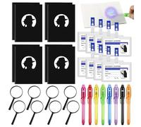 Booaee Lot de 32 détecteurs pour enfants avec loupe, stylo UV, carnet, carte d'identité de détective - Kit de détective - Cadeau d'anniversaire d'enfant, jeu de rôle pour enfants à partir de 3 ans