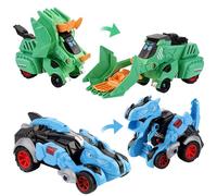 Booaee Voiture Dinosaure Transformateur Jouets,2pièces Dinausore Voiture Transformable pour Enfants 3-7 Ans Jouet Transformateur Dinosaure Cadeau pour Enfants Dino Jouet Cadeau d'anniversaire Noël