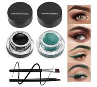 Boobeen 2 colours Liner Gel Eyeliner Imperméable - Eyebrow Colors Gel Formula Long Lasting - Set de maquillage des yeux avec 2 Packs de pinceaux Eyeliner et Pinceau à sourcils