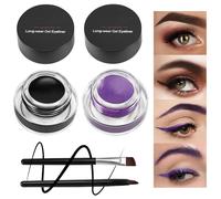 Boobeen 2 colours Liner Gel Eyeliner Imperméable - Eyebrow Colors Gel Formula Long Lasting - Set de maquillage des yeux avec 2 Packs de pinceaux Eyeliner et Pinceau à sourcils