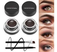 Boobeen 2 colours Liner Gel Eyeliner Imperméable - Eyebrow Colors Gel Formula Long Lasting - Set de maquillage des yeux avec 2 Packs de pinceaux Eyeliner et Pinceau à sourcils