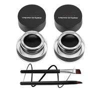 Boobeen 2 colours Liner Gel Eyeliner Imperméable - Eyebrow Colors Gel Formula Long Lasting - Set de maquillage des yeux avec 2 Packs de pinceaux Eyeliner et Pinceau à sourcils (Noir et noir)