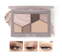 Boobeen 6 couleurs d'ombres à paupières nude, palette de maquillage d'ombres à paupières mates et scintillantes pour un maquillage des yeux neutres, fumés et bronzés