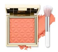 Boobeen Palette de fard à joues en poudre, fard à joues mat et satiné, compact et très pigmenté pour le visage, aspect rougissant naturel modulable en 4 teintes : Peach Coral, Red