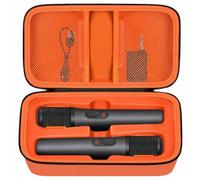 Boobowl Étui de microphone Bluetooth compatible avec microphones numériques JBL PartyBox sans fil J2X, boîte à micro portable pour batterie rechargeable, récepteur, adaptateur (sac uniquement), Orange