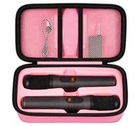 Boobowl Étui de microphone Bluetooth compatible avec microphones numériques JBL PartyBox sans fil J2X, boîte à micro portable pour batterie rechargeable, récepteur, adaptateur (sac uniquement), rose