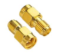 Boobrie Adaptateur Coaxial RP-SMA Femelle vers SMA Mâle - Connecteur Antenne WiFi, RF & FPV Drone - Cuivre Pur Plaqué Or 50Ω (Lot de 2)