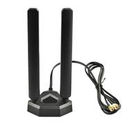 BOOBRIE Antenne WiFi 6E tri-Bande à Gain élevé avec Base magnétique 2.4Ghz/5Ghz/5.8Ghz/6Ghz avec connecteur Dual 1,5 m RP-SMA RG174 pour routeur sans Fil PCI-E Hotspot réseau Extender