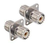 Boobrie Connecteur UHF Femelle à UHF Femelle Connecteur Coaxial SO239 UHF Femelle Coupleur RF SO239 Montage sur Panneau à Bride à 4 Trous Adaptateur UHF pour Antenne VHF/UHF Cable Coaxial PL259 2PCS