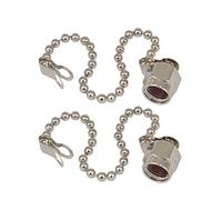Boobrie Lot de 2 accessoires de connecteur RF - Couvercle de protection SMA - Bouchon coaxial SMA avec chaîne pour adaptateur jack femelle SMA - Plaqué nickel