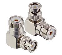 BOOBRIE Lot de 2 adaptateurs coaxiaux RF BNC vers SO-239 Adaptateur UHF femelle vers BNC mâle à angle droit pour antenne radio SDR Ham Scanner câble coaxial