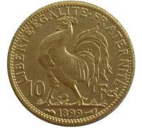 BoodLo 10 Franc Coq 1899-1914 Franc Français Réplique Étrangère Plaqué Or Pièce Commémorative, 1899