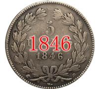 BoodLo Pièces de Monnaie françaises en cuivre Pur plaqué Argent, 13 Dates différentes, pièces de Monnaie Antiques en Argent, Artisanat pouvant souffler, 1846