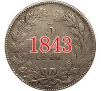 BoodLo Pièces de Monnaie françaises en cuivre Pur plaqué Argent, 13 Dates différentes, pièces de Monnaie Antiques en Argent, Artisanat pouvant souffler, 1843