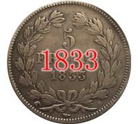 BoodLo Pièces de Monnaie françaises en cuivre Pur plaqué Argent, 13 Dates différentes, pièces de Monnaie Antiques en Argent, Artisanat pouvant souffler, 1833