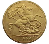 BoodLo UK 1 Livre d'or souveraine 1902-1910 9 pièces commémoratives plaquées Or en Copie étrangère, 1904