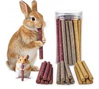 BOODPET 24 bâtonnets Fleuris au Foin pour Lapins et rongeurs | 3 variétés à base de fléole, luzerne et herbe d’avoine pour varier les séances de mastication au quotidien