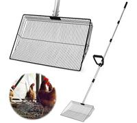 BOODPET Pelle à déjections d'animaux de compagnie extra large - Manche de 173 cm de long avec poignée en D - Pelle en métal de 38 cm de large pour poulailler, jardin, niche pour chien, clapier - Pelle