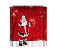 Boodtag Lot de 4 Tapis de Salle de Bain de Noël avec Motif Père Noël + Housse de Couvercle de Toilette + Tapis de Bain carré + Tapis Contour en U, Style 1, Taille Unique