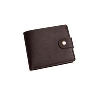 BooeDareno Petit portefeuille court en cuir synthétique avec porte-cartes pour étudiants - Ultra fin - En cuir de vache - Avec clip - Pour homme et femme, café, Taille unique