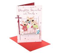 Boofle Carte de Noël pour fille, beau-fils et famille | Cadeaux de Noël | Elle/lui | Design mignon | Avec enveloppe | 22,9 x 14,9 cm