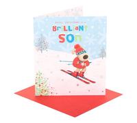 Boofle Carte de Noël pour fils | Cadeaux de Noël | Lui, garçons, hommes | Design mignon | Avec enveloppe | 18,4 x 15,9 cm