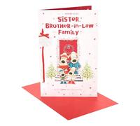 Boofle Carte de Noël pour sœur, beau-frère et famille | Cadeaux de Noël | Elle/lui | Design mignon | Avec enveloppe | 25,4 x 16,5 cm