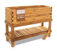 BooGardi Bac Potager surélevé Balcon avec Feutre géotextile, 10 Tailles, Longueur 120 cm, Brun Naturel, carré Potager en Bois pour Jardin, Balcon et terrasse, jardinière rectangulaire XXL