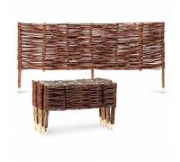 BOOGARDI Bordure de Jardin en Bois · 12 Tailles · 10x clôture en Osier Hauteur 20 cm x Longueur 100 cm · Barrière à Planter pour Parterre · Bordure de pelouse en Osier