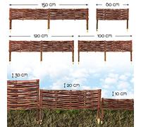BooGardi Clôture en bois de saule pour bordure de plate-bande, de chemin Plusieurs dimensions 20 x 150 cm 5er Set naturel