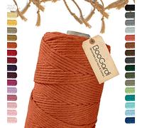 BooGardi Fil de laine pour macramé - Plusieurs couleurs - Orange - 3 mm x 200 m - 3 mm ou 5 mm - Fil de laine - Pour tissage, tricot, bricolage bohème