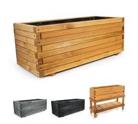 BooGardi Jardinière en bois avec non-tissé - 100 cm - Marron naturel - 10 tailles - Jardinière surélevée - Jardin, balcon, terrasse - Pot de fleurs - Herbes, légumes, fruits