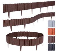 BooGardi Lot de 5/10/20 bordures de pelouse en plastique aspect bois - 4 couleurs - 57 cm x 12,5 cm - Marron - Lot de 10 - Bordure de parterre flexible - Bordure de jardin - Bordure de tonte