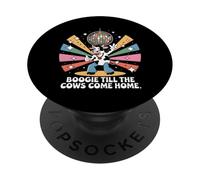 Boogie Till the Cows Come Home Rétro Disco Cow Funny PopSockets PopGrip Adhésif