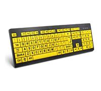 BOOGIIO Clavier d'ordinateur à grand imprimé, clavier filaire USB à contraste élevé avec lettres imprimées surdimensionnées pour les personnes malvoyantes (jaune + noir)