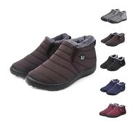 Boojoy Bottes d'hiver antidérapantes pour homme et femme - Chaussures chaudes avec doublure en fourrure, marron, 36.5 EU