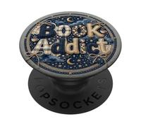 Book Addict Reading Librarian Celestial Cozy Moon Bookish PopSockets PopGrip Adhésif