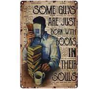 Book Art of War Book Some Guys are Just Born Witn Books in Their Souls - Décoration murale vintage chic en métal - Cadeau pour la maison, le salon, la bibliothèque, la chambre à coucher, la salle de
