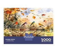 Book Bird Autumn 1000 Pièces Coffret Puzzle Sérénité littéraire de la Nature Puzzle Classique Carton Solide - Ultra Dur pour Couples, Top Noté, Activité Parfaite À La Maison 70x50cm/1000pcs