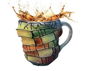 Book Coffee - Boisson robuste avec poignée, protecteur de tasse en résine et acier inoxydable | Bibliothèque littéraire style café couvercle anti-poussière parfait pour l'étude du matin, la maison, la