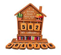 Book Counter, Wooden Display Reading Accessories, Book Tracker with Stand, Books Counter Table Signs with Clear Numbering, Reading Supplies, Books Counters for Bookish Bookworm Reader